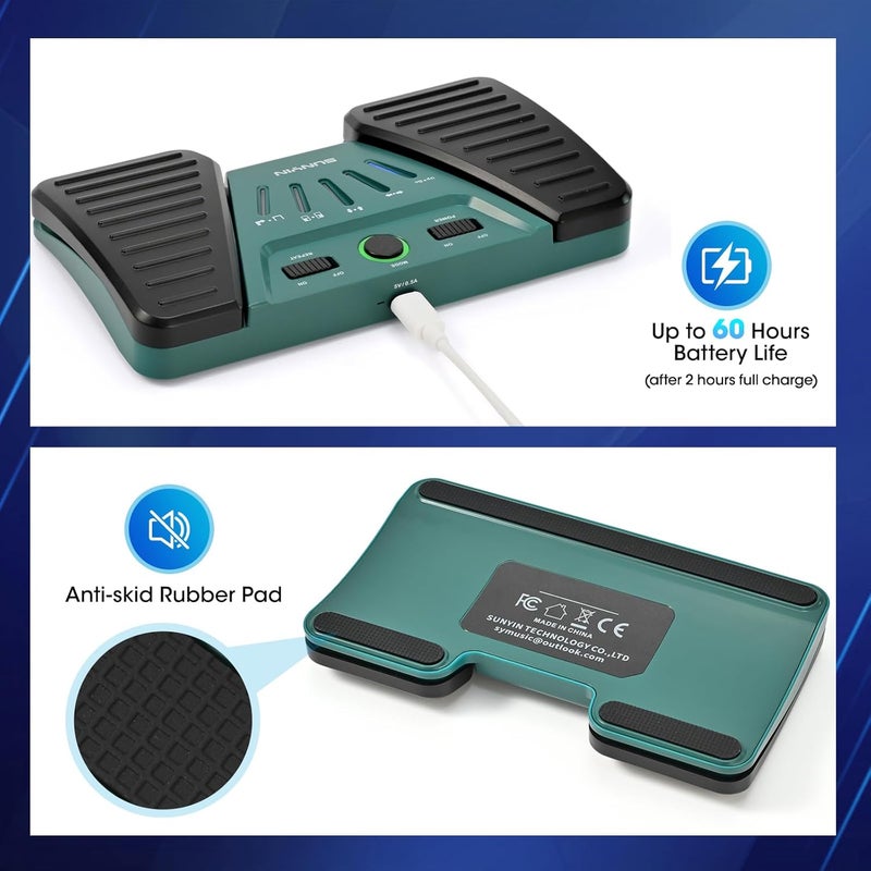 SUNYIN Wireless Page Turner Pedal Bluetooth Foot Control for Ipad Tablets Phones Rechargeable Hands-Free Anti-slip(Green) - Image 5